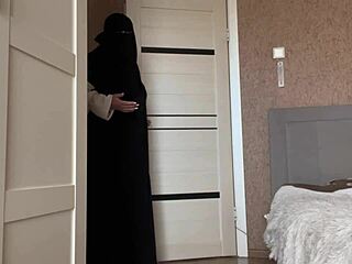 Arab Stepmom Comforts Stepson with Her Long Sexy Legs in Sheer Pantyhose