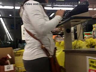 two moms shopping around candid hidden cam