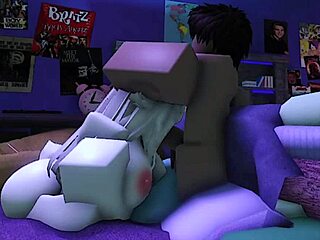 3D Roblox Bunnygirl Chokes on Huge Monster Cock Before Fat Creampie Filling