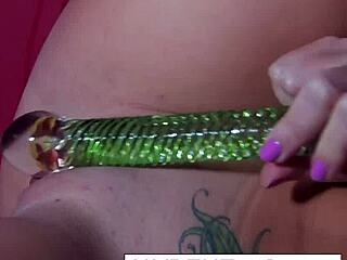 Jayden Jaymes Naughty Oily Pussy Play on Red Wall!