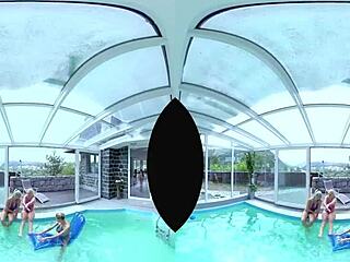 foursome pool orgy blonde big tits licked fucked anal assfucking cunilingus