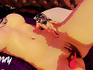 young babe spreads legs fingers wet pussy and pinches big tits on cam