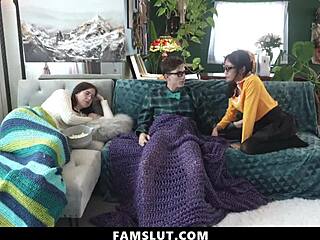 petite asian stepsis eyes stepbro's cock. she RIDES sneakily beside resting stepmom famslut.