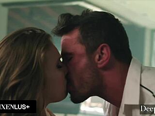 ffm threesome where blonde kayden and brunette lena with big tits ride monster cocks cowgirl and titty fuck rough