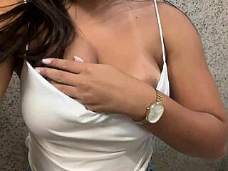 Colombian Latina Teen's Wet Pussy Masturbation Frenzy in Shopping Mall Bathroom