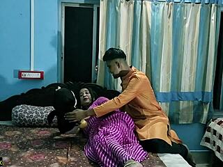 Indian Wife with Big Tits Fucked Hardcore by Young Husband Licking Pussy