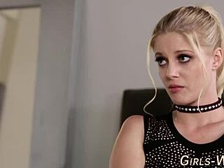 Blonde Latina Lesbians Kiss Big Tits Bed Heels