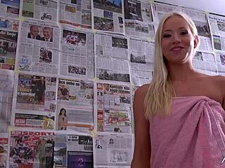 WATCH THIS PLATINUM BLONDE BABE RIDE THAT MONSTER COCK COWGIRL STYLE!