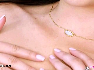 Classic brunette beauty strips sexy body in retro casting interview on sofa