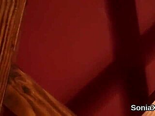 cheating british mature lady sonia can't resist showing off her massive juicy hooters in tight lingerie