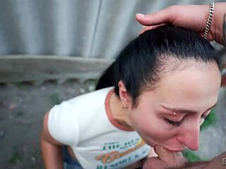 i showed up at my neighbor's to ram her mouth with my fat cock and blast cum on her face