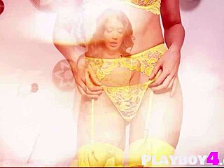 elena koshka's elegant bubble butt shines in yellow lingerie