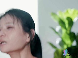 chinese fuck doll xianerai rides cock cowgirl with wet trimmed pussy close-up