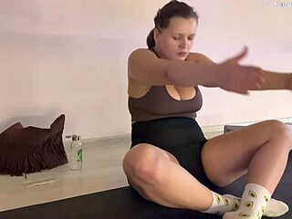 early morning stretching splits and workout showing off my big ass curves outdoors