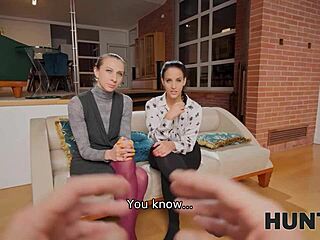 Lucky POV fucks hairless Czech brunette pussy on sofa