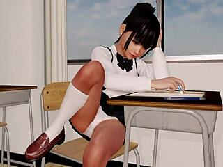 Hentai 3D sexy Japanese schoolgirl ponytail blowjob 😘