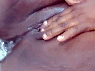 double penetration builds to explosive squirt all over curvy ebony ass