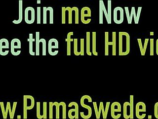 Swedish milf Puma Swede grinds oily dick dildo raw into her wet mature pussy