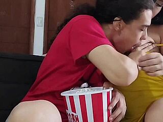 Movie Night Ends With Stepsis Tight Pussy Filled By Big Cock Creampie - Russian Homemade Taboo