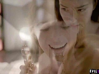 two teens one brunette one redhead dive into twisted lesbian fucking storyline