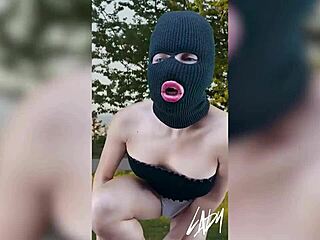 classy asian shemale bombshell fingers her ass then masturbates publicly in park