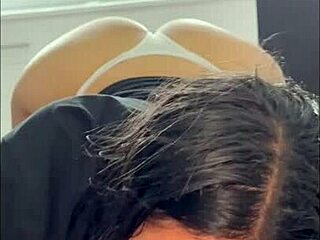 Perfect angle shows horny latina's huge ass bouncing on monster cock pov creampie