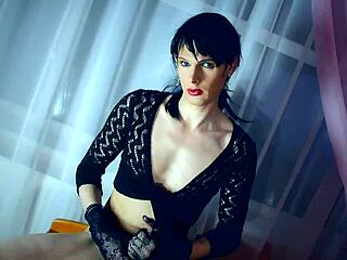 shemale cums hard in glass then drinks every drop... wild solo dreams