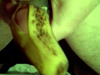 retro blue films close-up banana masturbation play with juicy food action