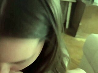 check it out, this cute amateur babe gives a long sloppy bj before hot couple orgasm sex