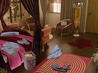 stepmom maid with huge tits and monster cock rides cowgirl in public stockings