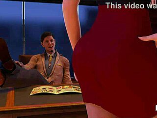 Boss Gropes Employee's Pussy Hands-On in Hentai Game Scene