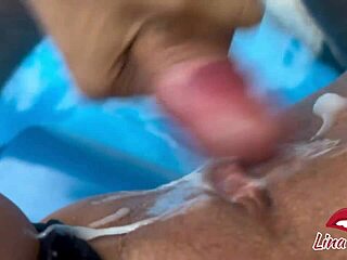 POV Cock in Bitch's Pussy Poolside Missionary Milk Creampie