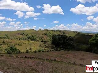 hey little thai teen, how's that big white cock feel sliding down your cute throat outdoors?