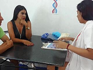 Lesbian Doctor Licks Busty Curvy Milf Patient to Dripping Orgasms