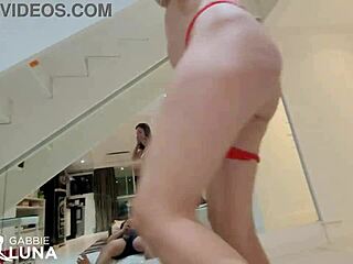 Skinny Brazilian teen squirts three times riding huge cock wildly