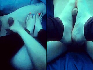 Barefoot Step Mom Delivers Intense Handjob Footjob Multi-Screen