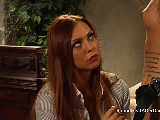 Bound Slave Bent Over Endures Mistress's Huge Strapon Pounding Deep