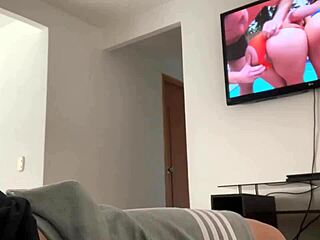 Alone? Stepmom spies on my living room jerkoff