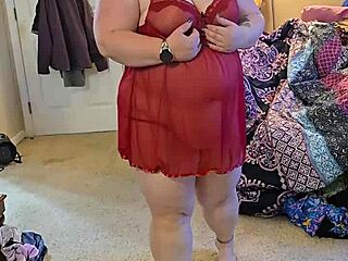 😍 Bbw brunette strips lingerie slow, huge natural tits bounce! 🔥