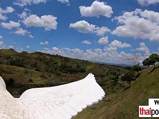 hey little thai teen, how's that big white cock feel sliding down your cute throat outdoors?