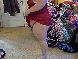 😍 Bbw brunette strips lingerie slow, huge natural tits bounce! 🔥