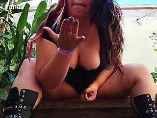 argentinian chubby latina gives joi handjob instructions on terrace follow my lead