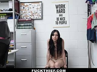 that shoplifter teen gets caught and bends over for the officer's massive cock punishment in the garage