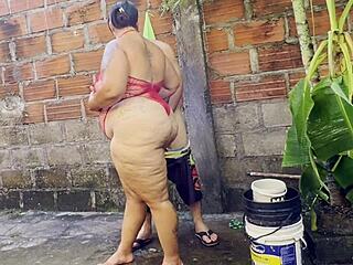 neighbor invades my garden for rough big cock pussy slamming