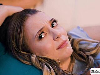 milf sneaks fingers into petite stepdaughter's hairy pussy