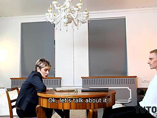 Short-haired tutor cheats with disciple's cock