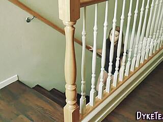 whoa straight latina teen licks petite babe's pussy in kitchen scissoring fingering frenzy 😍👅