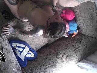 young couple's bareback domination caught on cam skinny legs spread wide