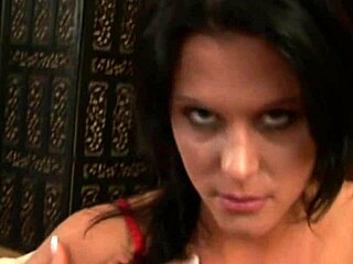 brunette reveals her massive natural tits up close