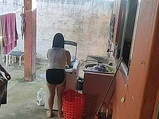 wife leaves maid can't resist my erect cock bareback workout fuck